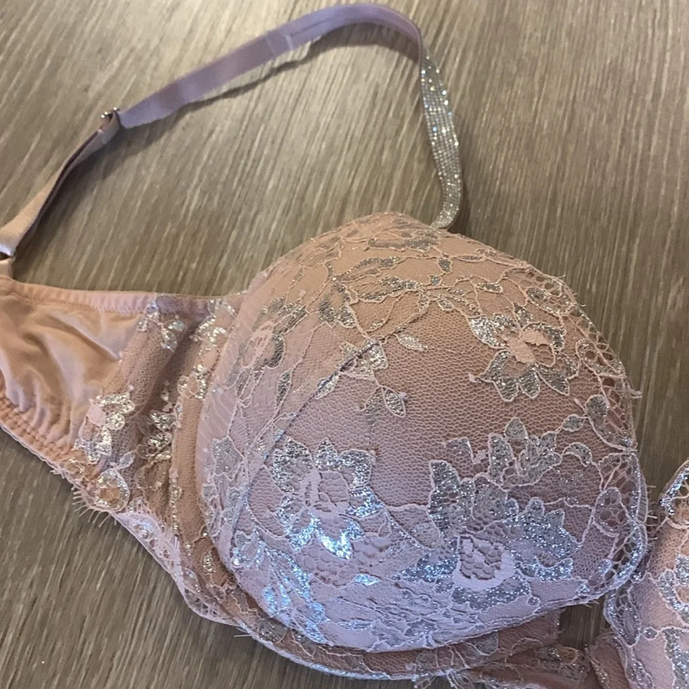 VICTORIA’S SECRET Push Up Bra in Nude and Silver Bejewelled Straps - Picture 2 of 6